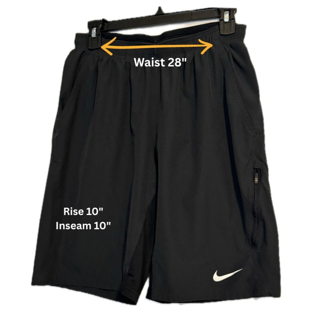 Nike Dri-FIT Mens Black Athletic Training Shorts Medium 10 Inseam Zip Pocket - Picture 2 of 6